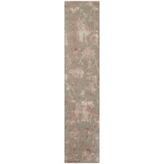 Runner Gray Beige Ivory Color Hand Tufted Floral Wool Contemporary Oriental Rug