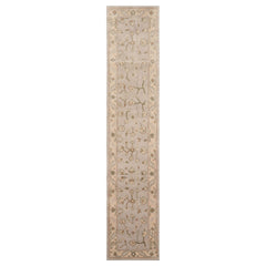 Runner Gray Moss Beige Color Hand Tufted Geometric Wool Traditional Oriental Rug