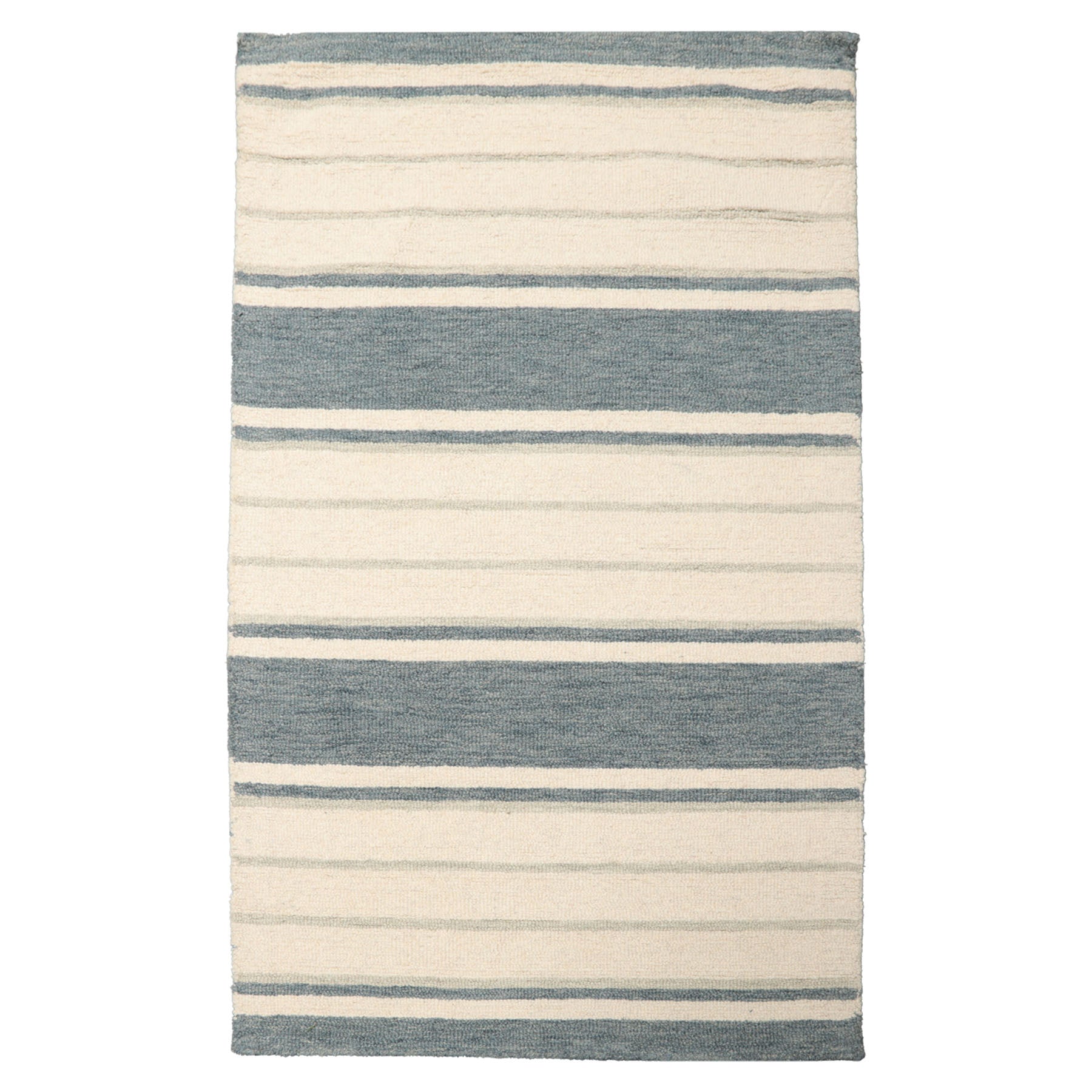 Multi Size Slate Cream Gray Color Hand Tufted Striped Wool Contemporary Oriental Rug