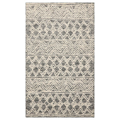 3x5 Black White Color Hand Tufted Geometric Wool Transitional Oriental Rug