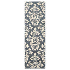 Runner Slate Gray Ivory Color Hand Tufted All-Over Wool Transitional Oriental Rug