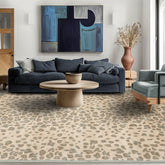 10x14 Tan Brown Celadon Color Hand Tufted Leopard Print Wool and Bamboo Silk Modern Oriental Rug