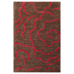2x3 Brown Ivory Pink Color Hand Tufted All-Over Wool and Faux Silk Contemporary Oriental Rug