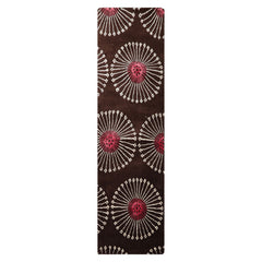 Runner Brown Pink White Color Hand Tufted Floral Wool and Faux Silk Transitional Oriental Rug