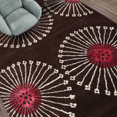 4x6 Brown Pink White Color Hand Tufted Floral Wool and Faux Silk Transitional Oriental Rug