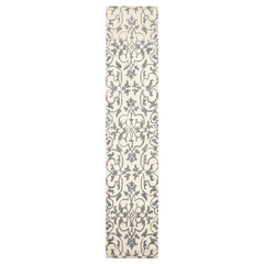 Runner Ivory Black Color Hand Tufted All-Over Wool Transitional Oriental Rug