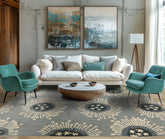 Square Celadon Ivory Blue Color Hand Tufted All-over Wool Contemporary Oriental Rug