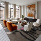 Runner Greenish Gray Charcoal Pink Color Hand Tufted All-Over Wool Modern Oriental Rug