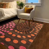 4x6 Brown, Pink, Orange Color Hand Tufted Wool Contemporary Oriental Rug