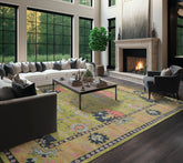 Multi Size Green Pink Navy Color Hand Tufted Turkish 100% Wool Traditional Oriental Rug