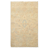 3x5 Beige, Ivory, Aqua Color Hand Knotted Oushak Wool Transitional Oriental Rug
