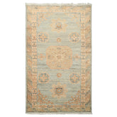 3x5 Mint, Blush, Beige Color Hand Knotted Afghan Oushak Wool Transitional Oriental Rug