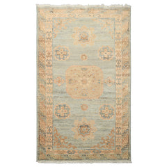 3x5 Mint, Blush, Beige Color Hand Knotted Afghan Oushak Wool Transitional Oriental Rug