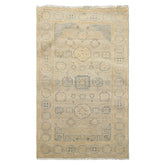 3x5 Beige, Gray, Slate Color Hand Knotted Afghan Oushak Wool Transitional Oriental Rug
