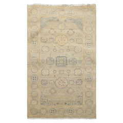 3x5 Beige, Gray, Slate Color Hand Knotted Afghan Oushak Wool Transitional Oriental Rug