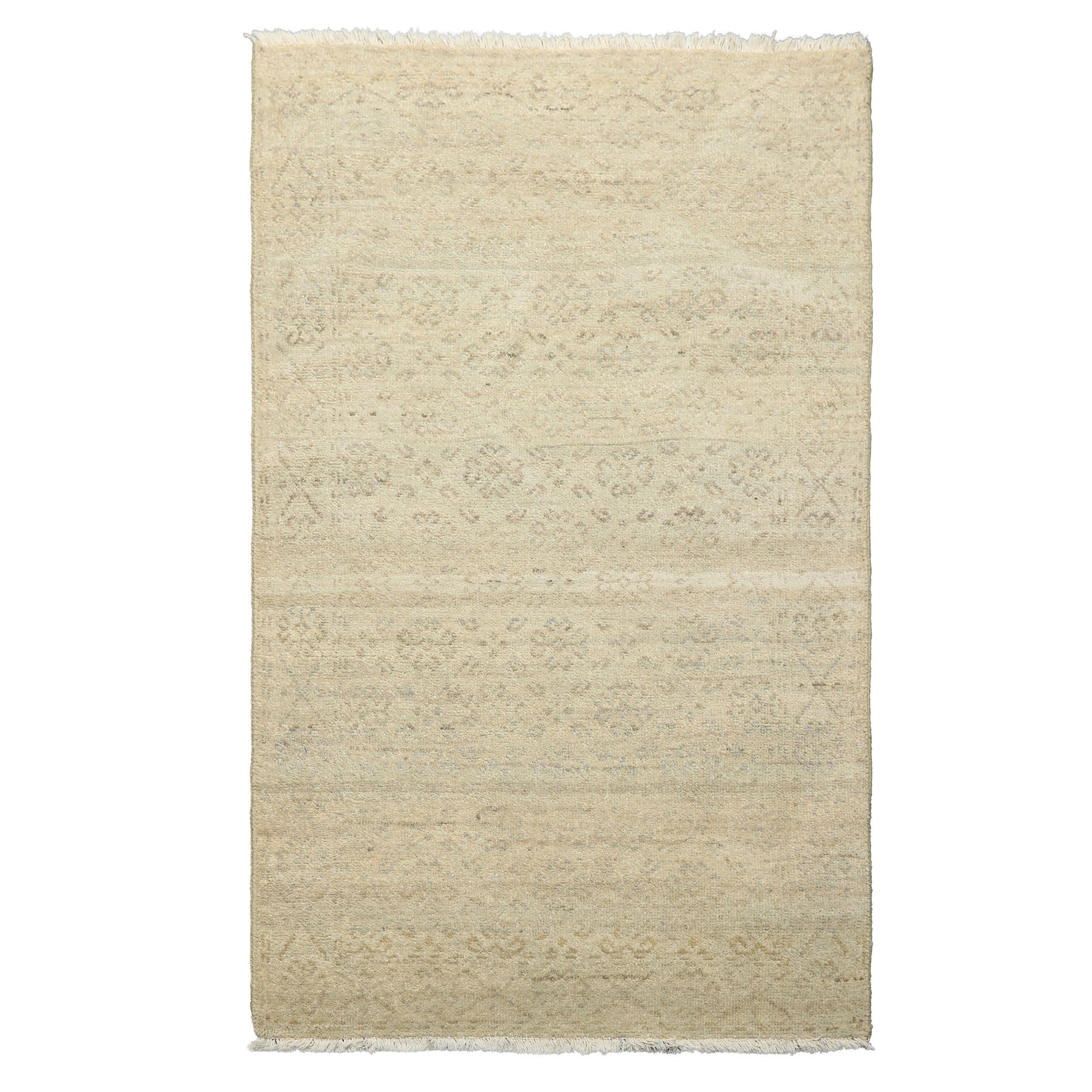3x5 Gray, Beige, Muted Earth Tones Color Hand Knotted Afghan Oushak Wool Transitional Oriental Rug