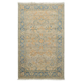 3x5 Gray, Beige, Aqua Color Hand Knotted Afghan Oushak Wool Transitional Oriental Rug
