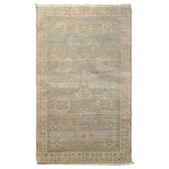 3x5 Mint, Gray, Beige Color Hand Knotted Afghan Oushak Wool Transitional Oriental Rug