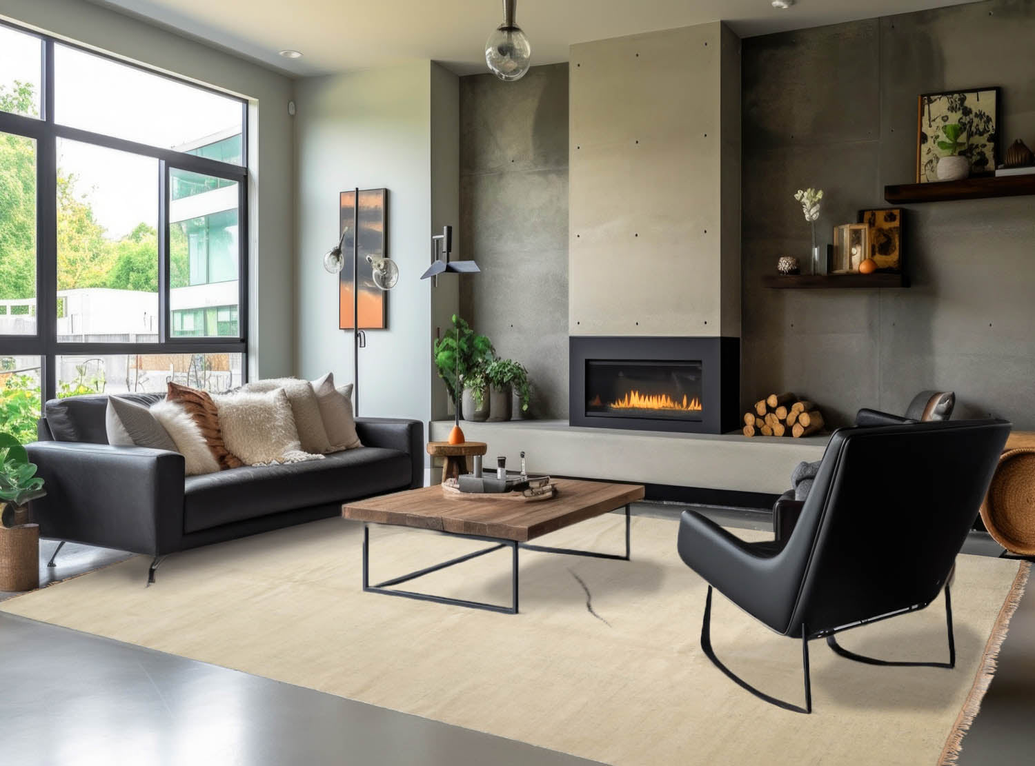 9x12 Beige with Green Undertones Color Hand Knotted Solid Wool Contemporary Oriental Rug