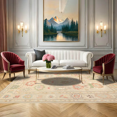 8x10 Beige Ivory Aqua Color Hand Knotted Oriental Wool Arts & Crafts/Mission Oriental Rug