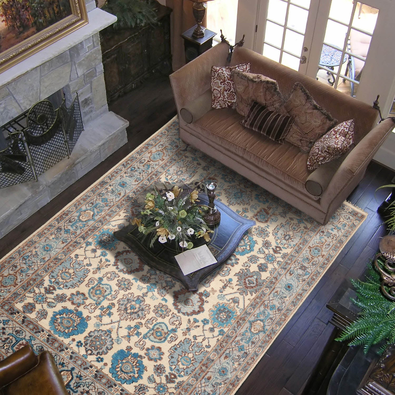 Runner Beige Gray Aqua Color Hand Knotted Oriental Wool Arts & Crafts/Mission Oriental Rug