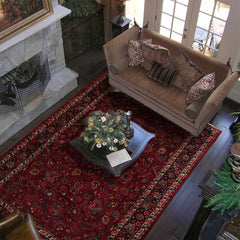 10x12 Burgundy, Midnight Blue, Ivory Color Hand Knotted Kashan Wool Traditional Oriental Rug