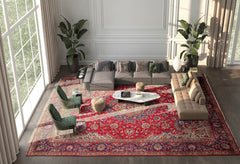 10x14 Red, Royal Blue, Mint Color Hand Knotted Tabriz Wool Oriental Rug