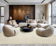 Runner Sea Foam Ivory Color Hand Tufted Textured New Zealand Wool Contemporary Oriental Rug