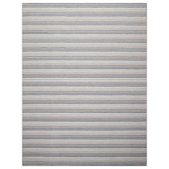 3x5 Ivory Gray Blue Color Hand Tufted Striped New Zealand Wool Contemporary Oriental Rug