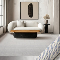 8x10 Ivory Navy Color Hand Woven Herringbone New Zealand Wool Contemporary Oriental Rug