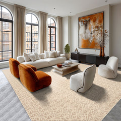 8x10 Ivory Tan Color Hand Tufted Geometric New Zealand Wool Modern Oriental Rug