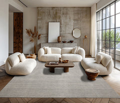 8x10 Beige Gray Color Hand Tufted Textured New Zealand Wool Contemporary Oriental Rug