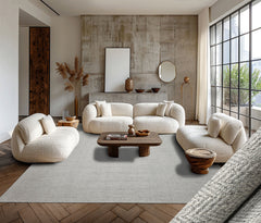 8x10 Ash Gray Color Hand Woven Textured New Zealand Wool Modern Oriental Rug