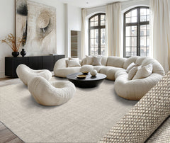 6x9 Ivory Gray Color Hand Tufted Textured New Zealand Wool Modern Oriental Rug