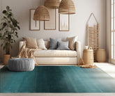 9x12 Teal Color Hand Tufted Designer Rug Wool Modern & Contemporary Oriental Rug