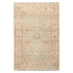 2x3 Mint, Beige, Rose Color Oushak New Zealand Wool Oriental Rug