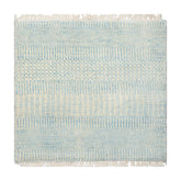 2x2 Ivory, Aqua, Color Tibetan Wool and Bamboo Silk Modern Oriental Rug