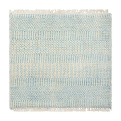 2x2 Ivory, Aqua, Color Tibetan Wool and Bamboo Silk Modern Oriental Rug