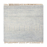 2x2 Ivory, Slate, Color Tibetan Wool and Bamboo Silk Modern Oriental Rug