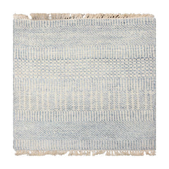 2x2 Ivory, Slate, Color Tibetan Wool and Bamboo Silk Modern Oriental Rug