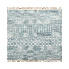 2x2 Ivory, Light Aqua, Color Tibetan Wool and Bamboo Silk Modern Oriental Rug