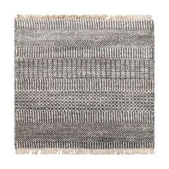 2x2 Ivory, Gray, Color Tibetan Wool and Bamboo Silk Modern Oriental Rug