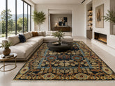 LoomBloom Multi Size Charcoal Hand Knotted Wool Arts and Crafts Stained Glass Oushak Oriental Area Rug