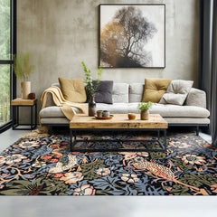 Multi Size Black Blue Ivory Color Hand Tufted William Morris Wool Arts & Crafts Oriental Rug