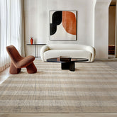 9x12 Ivory Tan Black Color Hand Woven Flatweave Wool Modern Oriental Rug