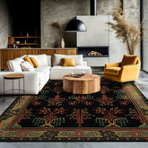 Multi Size Black Pistachio Turquoise Color Hand Tufted Donegal Wool Traditional Oriental Rug