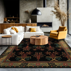 Multi Size Black Pistachio Turquoise Color Hand Tufted Donegal Wool Traditional Oriental Rug