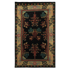 Multi Size Black Pistachio Turquoise Color Hand Tufted Donegal Wool Traditional Oriental Rug