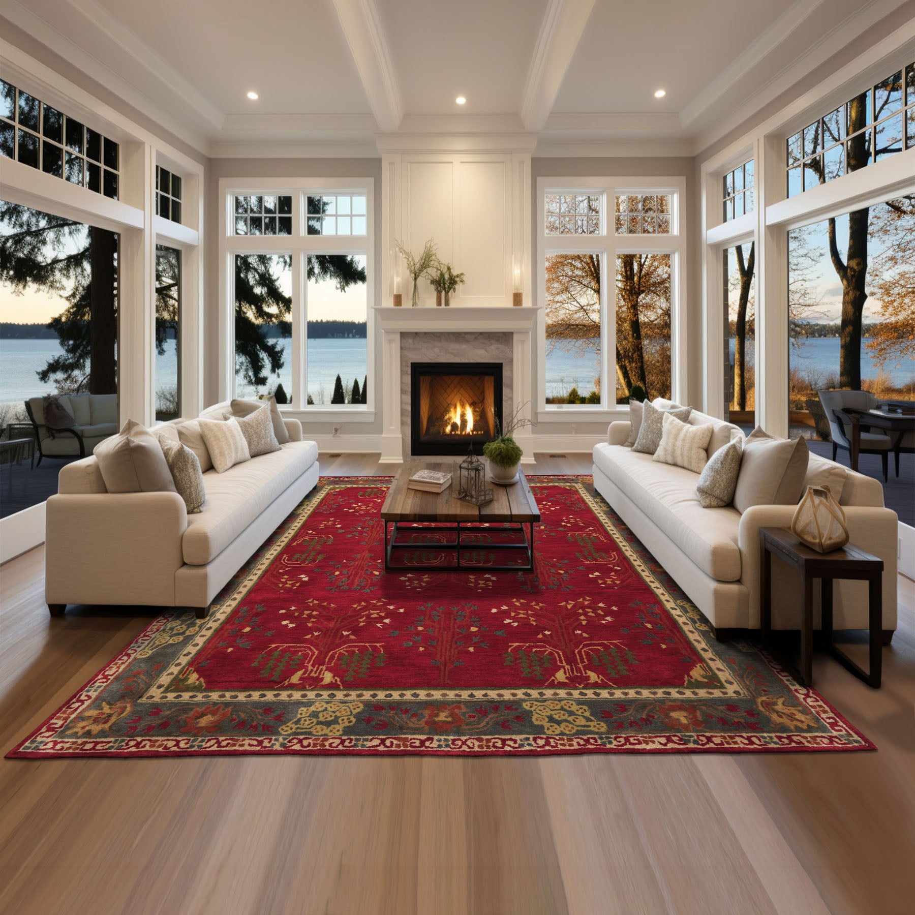 Multi Size Deep Magenta
Celadon
Beige
Color Hand Tufted Donegal Wool Traditional Oriental Rug