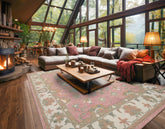 8x10 Blush Ivory Sage Color Hand Hooked Handmade Wool Transitional Oriental Rug